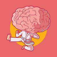 illustration vectorielle de karaté cerveau. sport, concept de design de santé mentale. vecteur