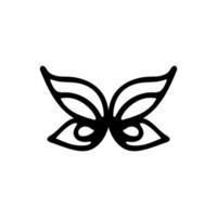 une simple illustration d'art en ligne d'un papillon. icône de vecteur de tatouage, logo sur fond blanc.