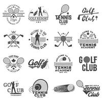 ensemble de club de golf, concept de club de tennis vecteur