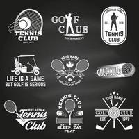 ensemble de club de golf, concept de club de tennis. illustration vectorielle. vecteur