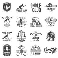 ensemble de club de golf, concept de club de tennis vecteur