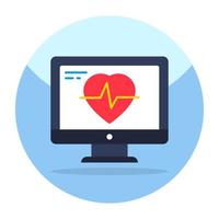 une icône de conception unique de moniteur ecg vecteur