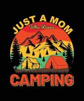 conception de t-shirt de camping vecteur