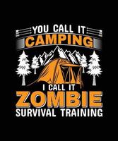 conception de t-shirt de camping vecteur