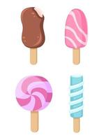 jeu de symboles de variation de crème glacée popsicle vecteur d'illustration