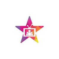 conception de logo de concept de forme d'étoile de tv de personnes. modèle de vecteur de conception de logo de chaîne familiale