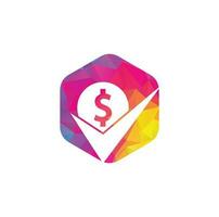 création de logo de chèque d'argent. conception de symbole d'icône de trésorerie. bon modèle de logo de paiement. vecteur