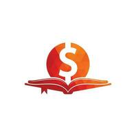 élément de conception de logo d'icône de livre d'argent. doller et icône de livre avec logo. vecteur