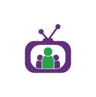 modèle de vecteur de conception de logo de chaîne familiale. icône de conception de logo tv personnes.