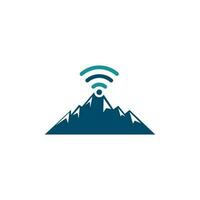 conception d'icône de logo de montagne wifi. modèle d'icône de signal de montagne. vecteur