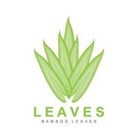 création de logo de feuille de bambou, vecteur de plante verte, bambou alimentaire panda, illustration de marque de produit