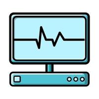 dispositif médical abstrait avec un moniteur pour l'examen du cœur, des ultrasons et du cardiogramme, icône sur fond blanc. illustration vectorielle vecteur