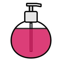 icône violette rose plate d'un simple savon liquide aromato liquide cosmétique propre antibactérien glamour à la mode dans un pot, un détergent à vaisselle domestique. illustration vectorielle vecteur
