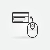 souris d'ordinateur avec icône de contour de vecteur de carte de crédit