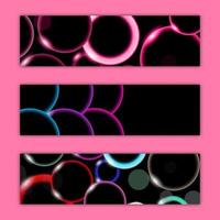 un ensemble de trois textures d'arrière-plan multicolores abstraites d'affiches de la belle énergie lumineuse numérique magique qui brille comme par magie électriquement des boules de cercles brillantes au néon. illustration vectorielle vecteur