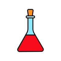 flacon chimique médical en verre triangulaire pour expériences, préparation de médicaments en laboratoire, icône simple sur fond blanc. illustration vectorielle vecteur