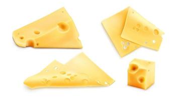 tranches de fromage 3d illustration vectorielle réaliste vecteur