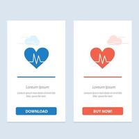 ecg heart heartbeat pulse bleu et rouge téléchargez et achetez maintenant le modèle de carte de widget web vecteur