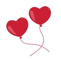 deux ballons coeur rouge isolés sur fond blanc. illustration vectorielle plate pour la saint valentin, mariage vecteur