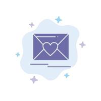 courrier amour coeur mariage icône bleue sur fond de nuage abstrait vecteur
