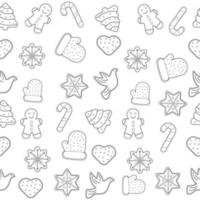 contour harmonieux d'un motif de biscuits de pain d'épice de Noël. illustration vectorielle vecteur