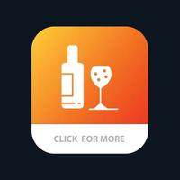 bouteille de boisson verre amour bouton d'application mobile version de glyphe android et ios vecteur