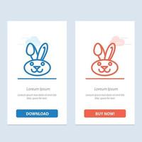 lapin de pâques lapin bleu et rouge téléchargez et achetez maintenant le modèle de carte de widget web vecteur