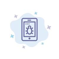 icône bleue de bogue de sécurité mobile sur fond de nuage abstrait vecteur
