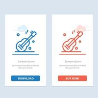 guitare musique usa américain bleu et rouge télécharger et acheter maintenant modèle de carte de widget web vecteur