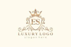 modèle de logo de luxe royal lettre es initiale dans l'art vectoriel pour le restaurant, la royauté, la boutique, le café, l'hôtel, l'héraldique, les bijoux, la mode et d'autres illustrations vectorielles.