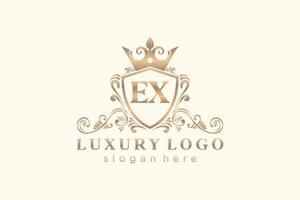 modèle initial de logo de luxe royal ex lettre en art vectoriel pour restaurant, royauté, boutique, café, hôtel, héraldique, bijoux, mode et autres illustrations vectorielles.