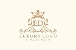 modèle de logo de luxe royal de lettre ed initiale dans l'art vectoriel pour le restaurant, la royauté, la boutique, le café, l'hôtel, l'héraldique, les bijoux, la mode et d'autres illustrations vectorielles.