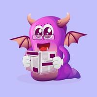 mignon monstre violet lire les journaux vecteur