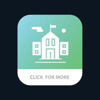 drapeau de l'école éducation bouton d'application mobile version de glyphe android et ios vecteur