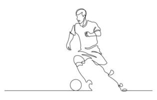 dessin au trait continu de l'homme jouant au football illustration vectorielle vecteur