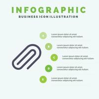 agrafe métal papier broche solide icône infographie 5 étapes présentation fond vecteur