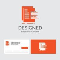 modèle de logo d'entreprise pour le graphique. Les données. graphique. rapports. évaluation. cartes de visite orange avec modèle de logo de marque. vecteur