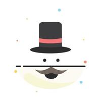 moustache hipster movember chapeau hommes plat couleur icône vecteur