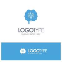 tête de cerveau hypnose psychologie logo solide bleu avec place pour slogan vecteur