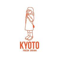 café de mascotte d'art en ligne minimaliste rétro avec logo de style japonais vecteur