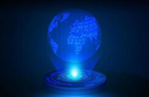 projecteur holographique bleu carte du monde moderne vecteur