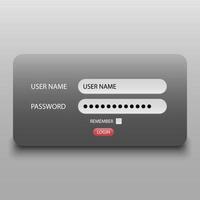 connexion nom d'utilisateur et interface de mot de passe vecteur