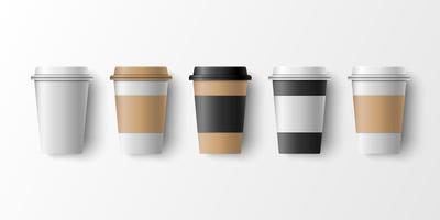 maquettes de tasse à café en papier vecteur