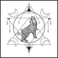 illustration vectorielle loup décoratif sur fond blanc, loup mon animal spirituel vecteur