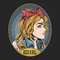 fille rockabilly avec tatouage de visage vecteur