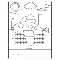 pages de livre de coloriage d'avion pour les enfants vecteur