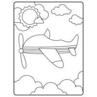 pages de livre de coloriage d'avion pour les enfants vecteur