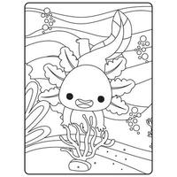 pages de livre de coloriage axolotl pour les enfants vecteur