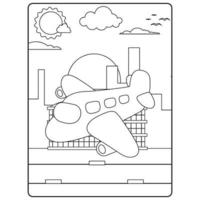 pages de livre de coloriage d'avion pour les enfants vecteur