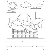 pages de livre de coloriage d'avion pour les enfants vecteur